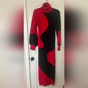 Elegant Red and Black Women's Dress
